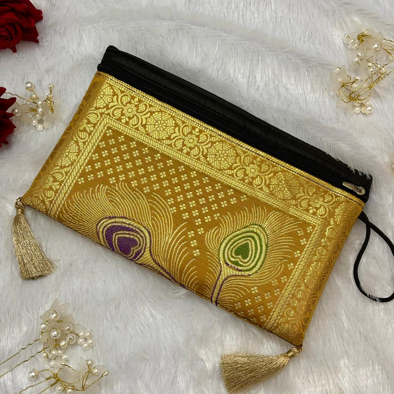 Beautiful Yellow Shade Handmade Banarasi Women Wallet - Image 5
