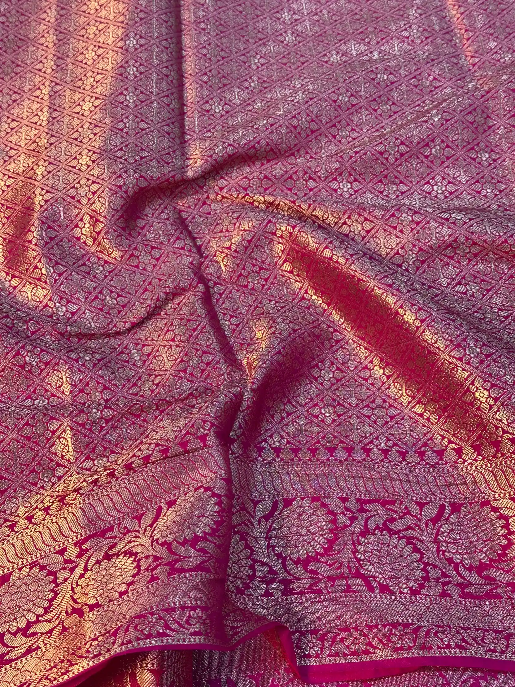 Bright Orange Chiniya Silk Khaddi Buti Banarasi Saree - Image 5