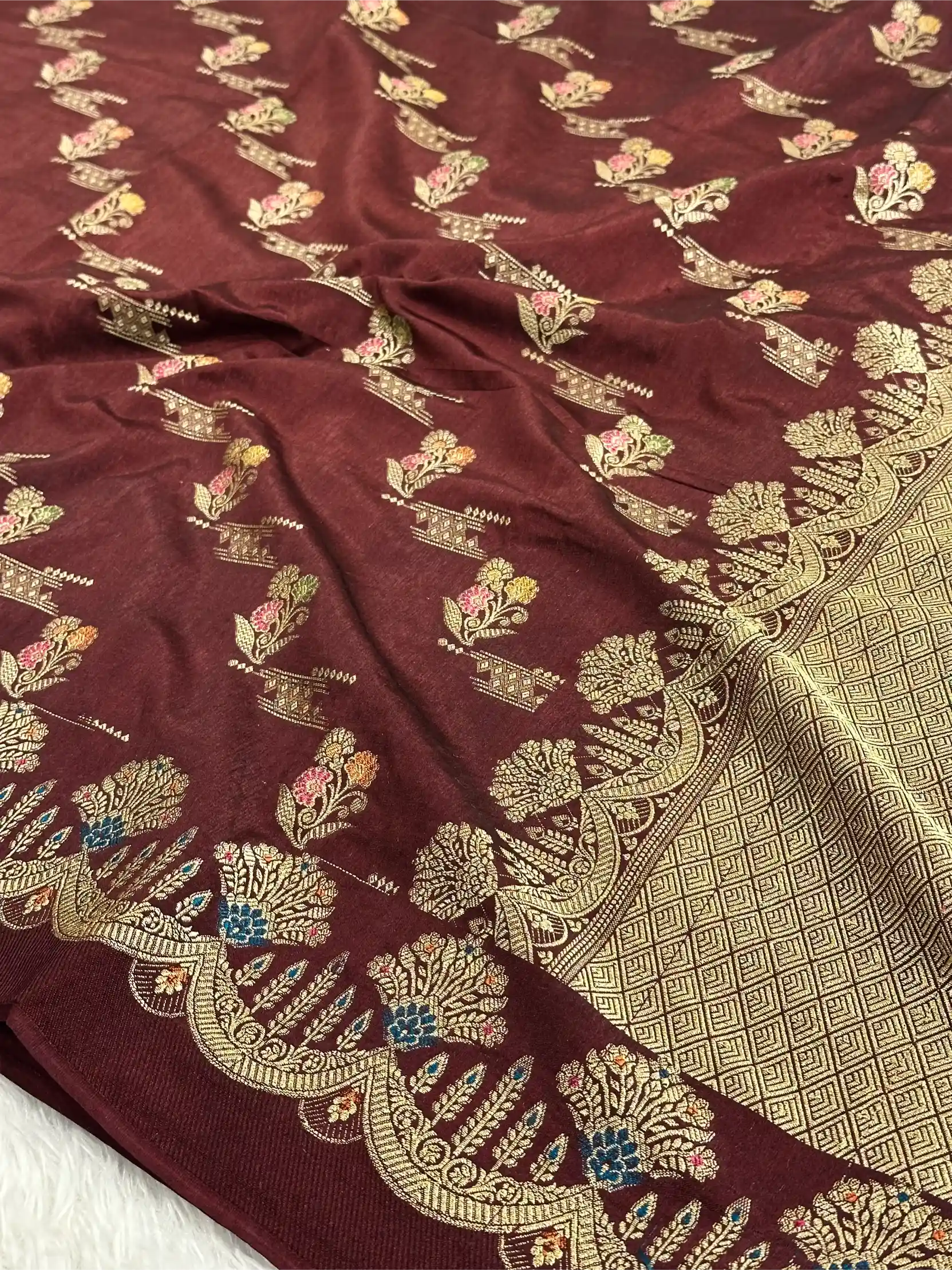 Coffee Brown Tilfi Meena Warm Silk Banarasi Saree - Image 2
