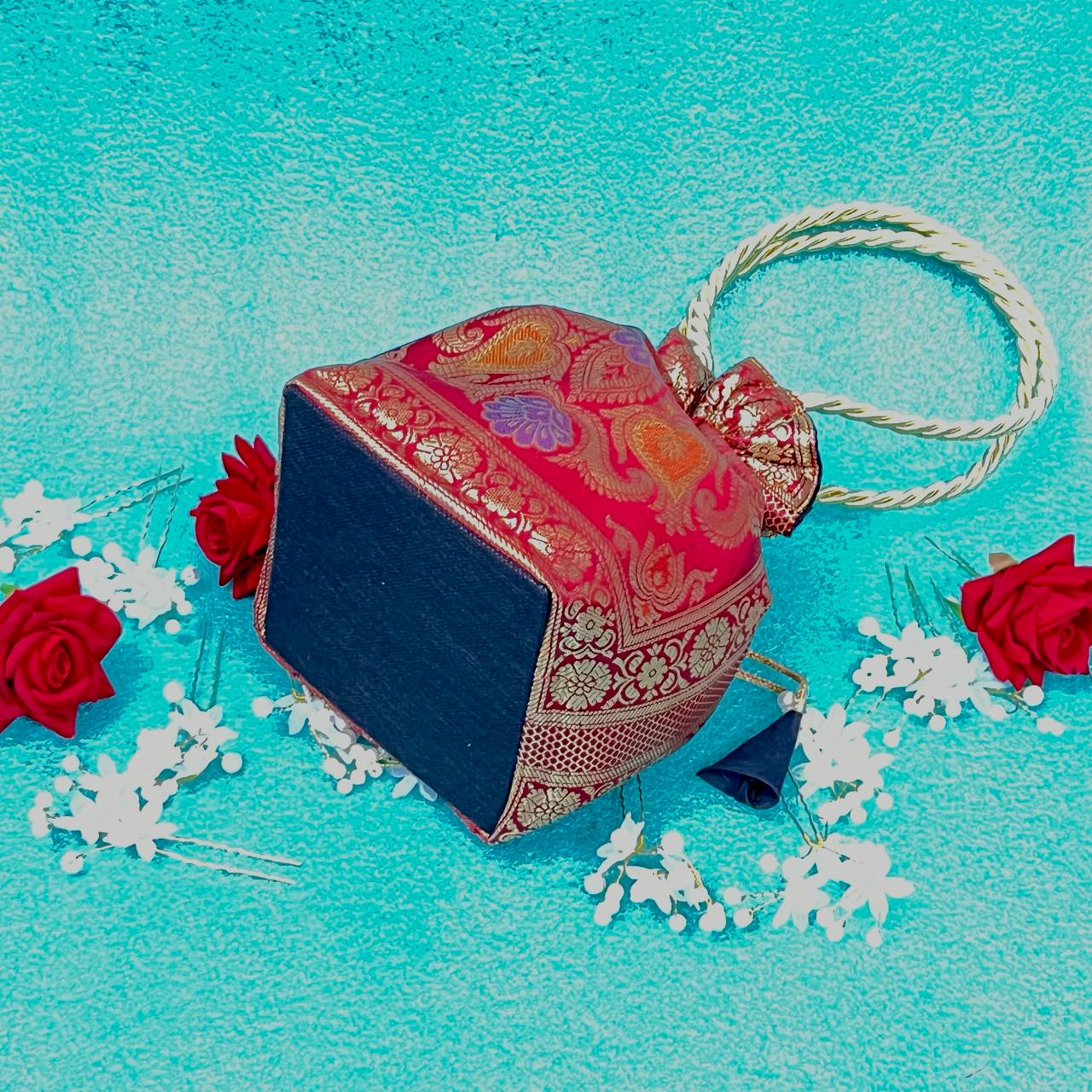 Red Elegance Banarasi Potli Bags - Image 2