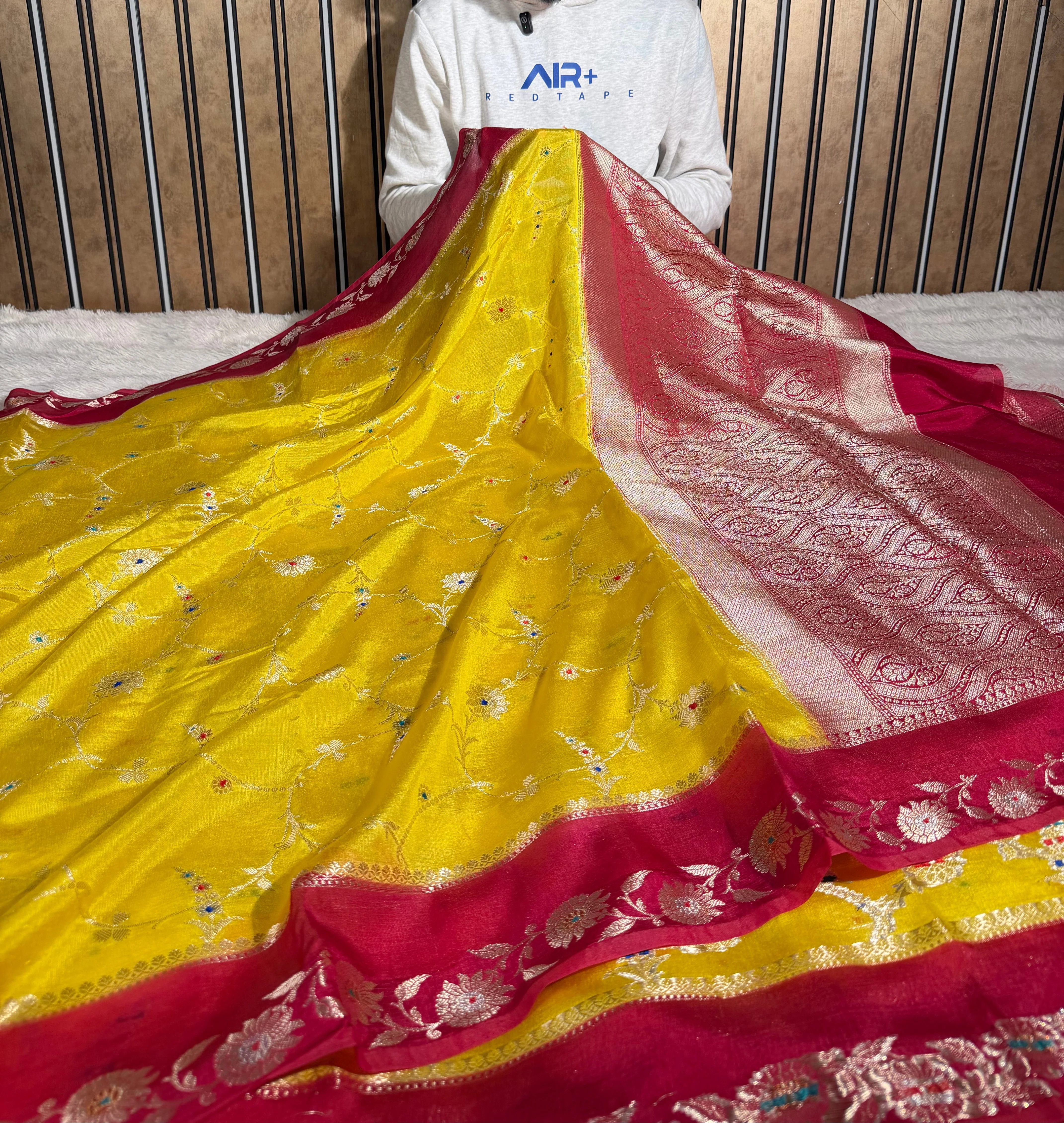 Haldi Yellow Chinia Silk Eccentric Banarasi Saree