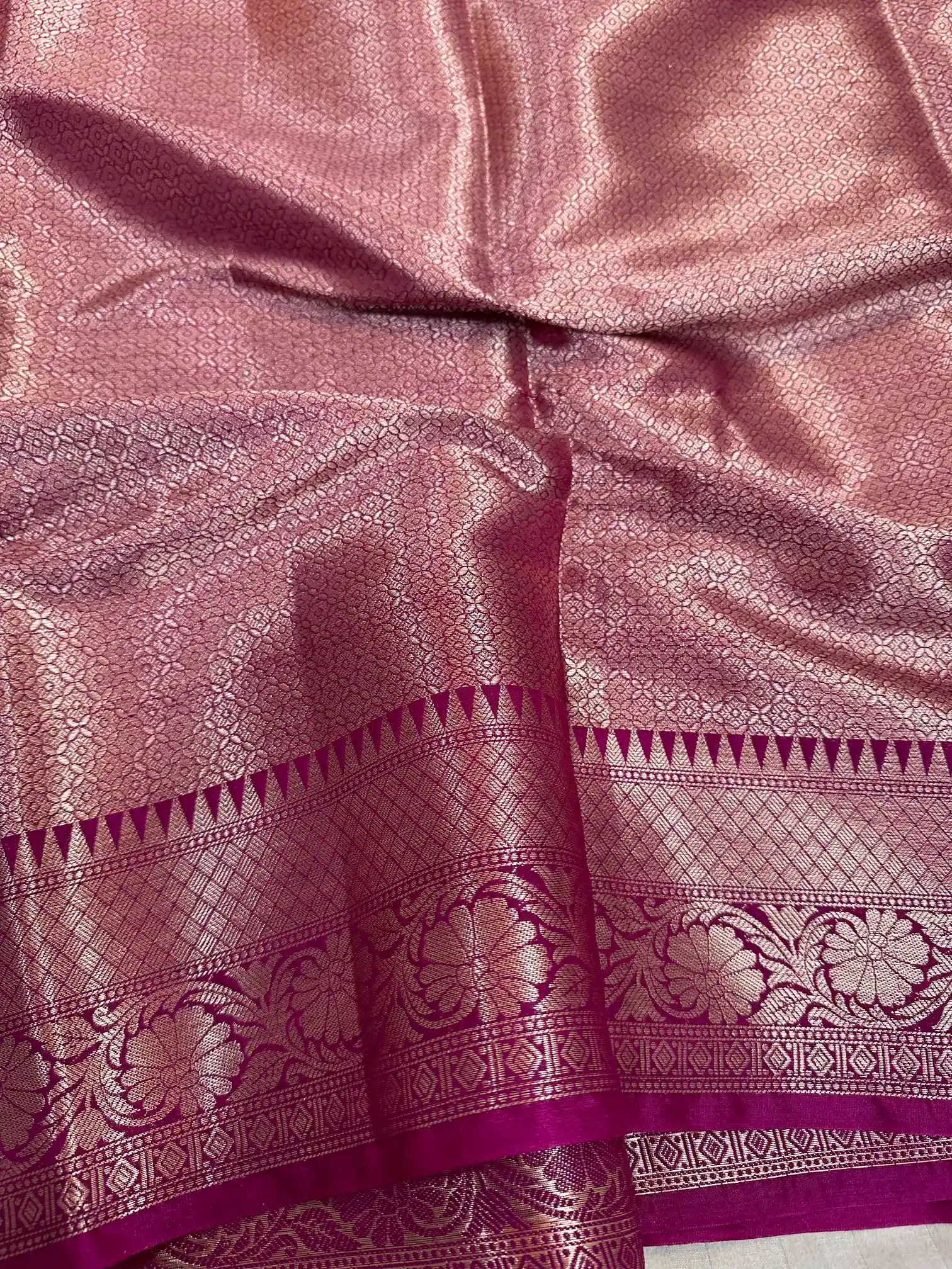 Light Mustard Chiniya Silk Banarasi Saree - Image 4