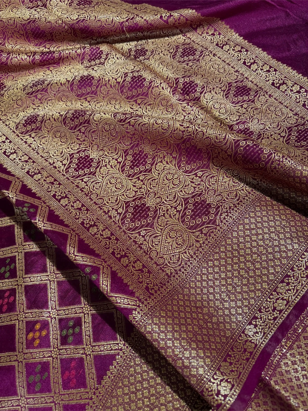 Mauve Pink Traditional Meenakari Georgette Banarasi saree - Image 2