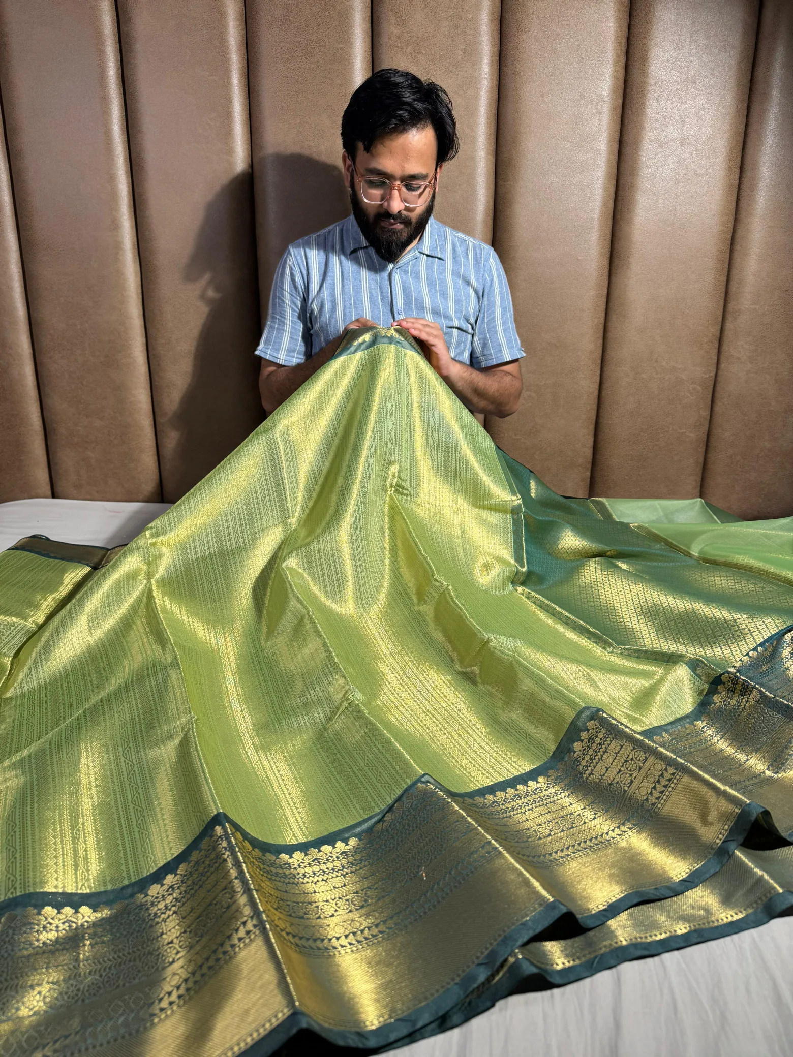 Nita Ambani Mam Inspired Embossed Tissue Silk Saree
