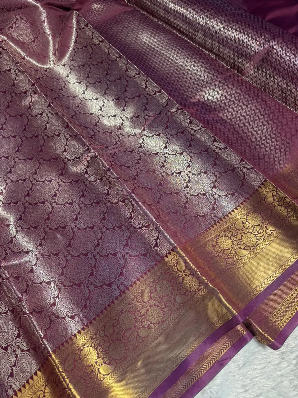 Pooja Hegde inspired kanjivaram tissue silk saree with rich pallu and blouse - Image 3