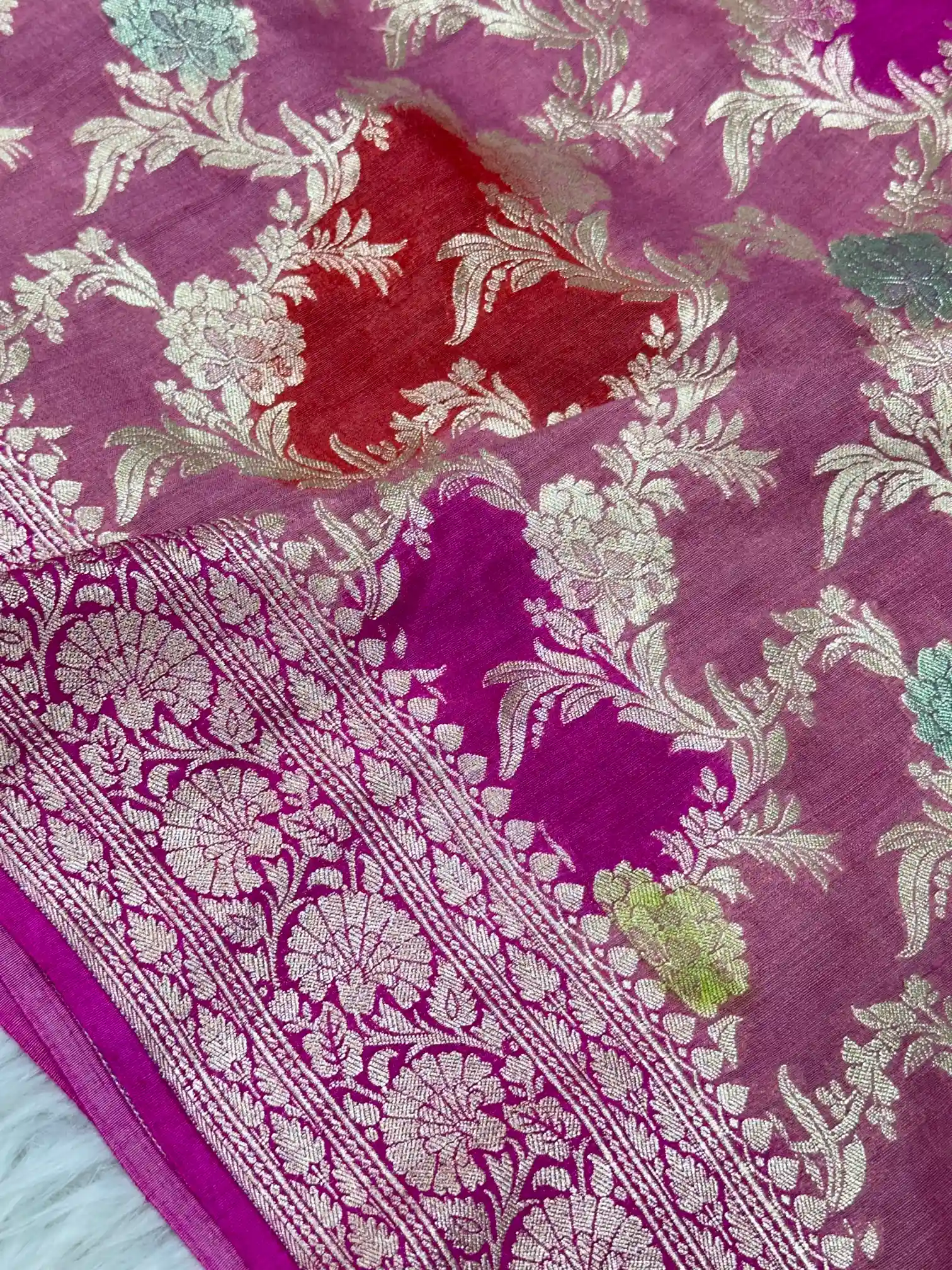 Rangkat Dyed Munga Silk Banarasi Saree - Image 2