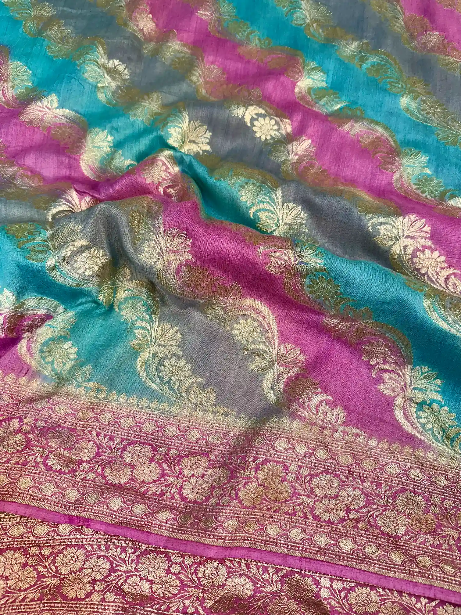 Rangkat Leheriya Design Munga Silk Saree - Image 4