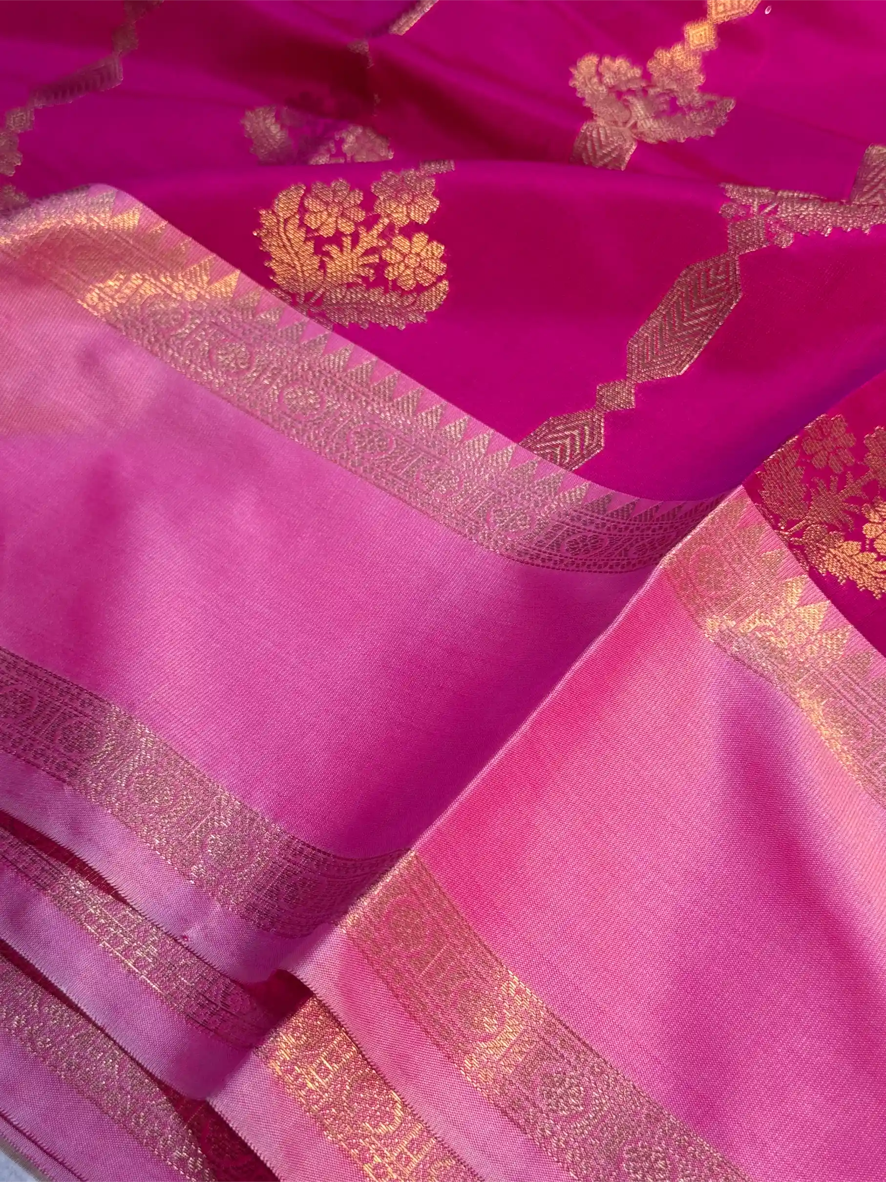 Rani Pink Semi Katan Traditional Banarasi Saree - Image 3
