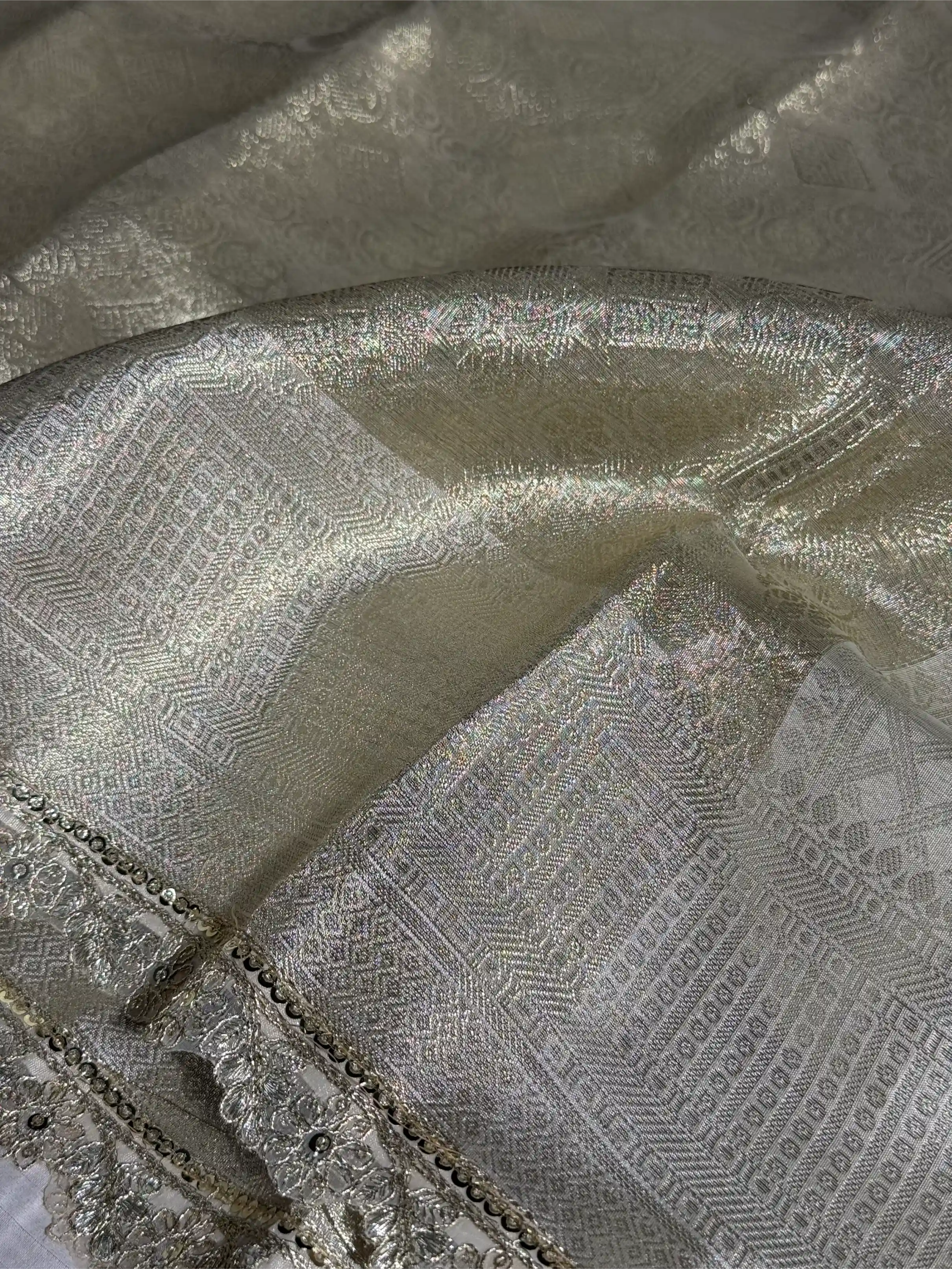 Water Zari Embossed Soft Tissue Silk Banarasi Saree - Image 2