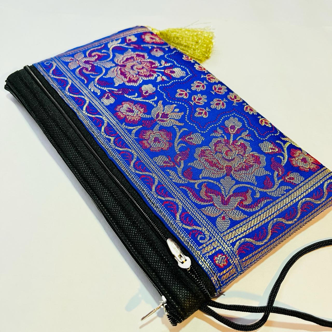 Royal Blue Exclusive Handmade Banarasi Women Wallets - Image 3